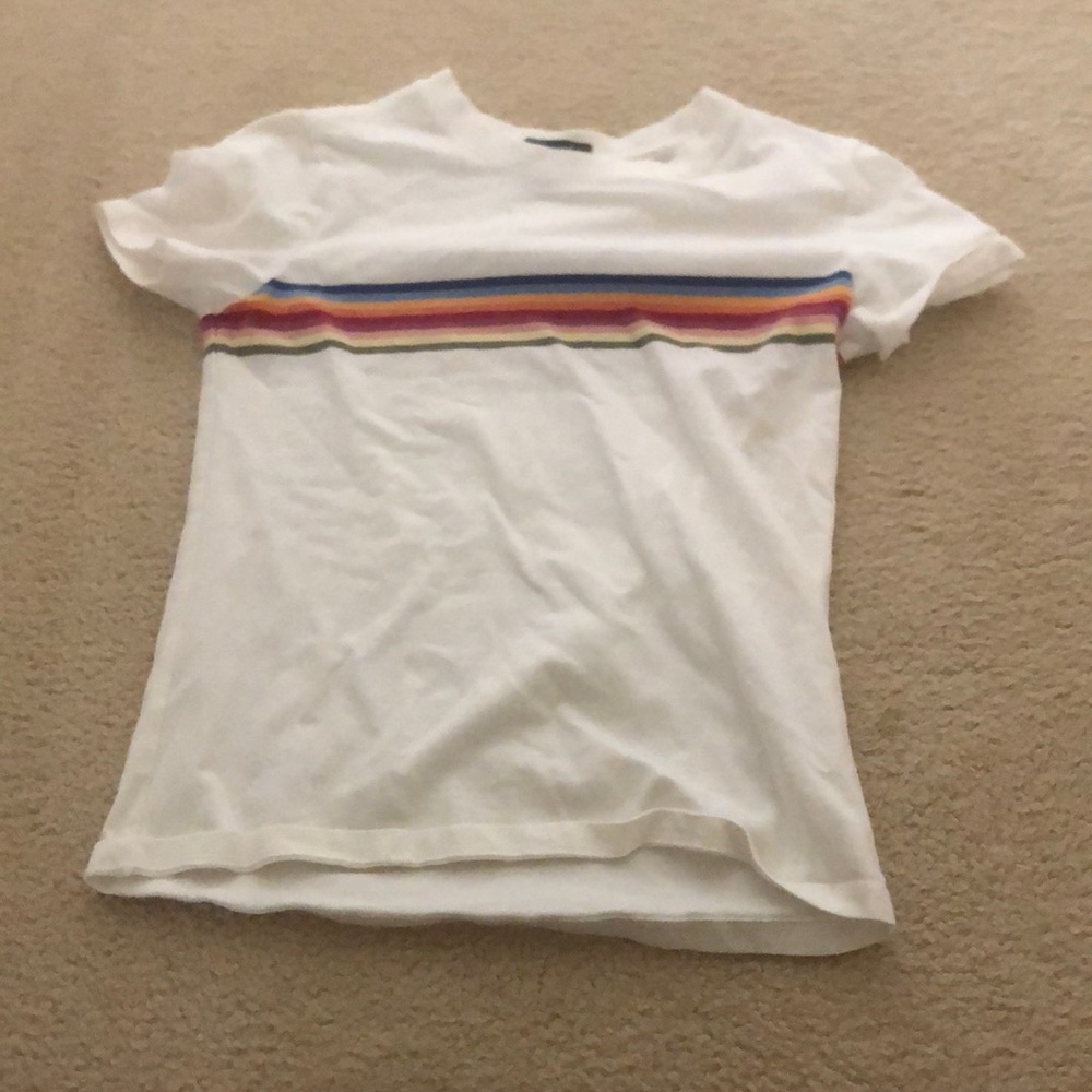 White shirt with rainbow stripes